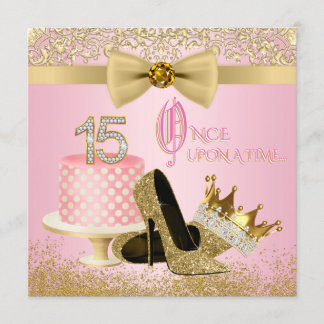 Rosa und Gold Quinceanera Prinzessin 15. Geburtsta Einladung