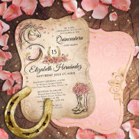 Rosa und Gold Quinceanera Rustikales Pferd Geburts