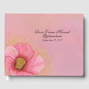 Rosa und Gold Quinceñera Gästebuch