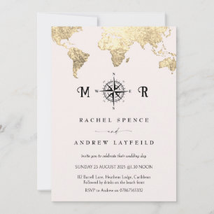 Rosa und Gold Reiseplan Einladung zur Hochzeit