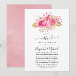 Rosa und Gold Rose Online Virtual Wedding Einladung