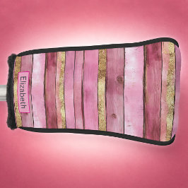 Rosa und Gold rustikale falsche Holz Personalisier Golf Headcover