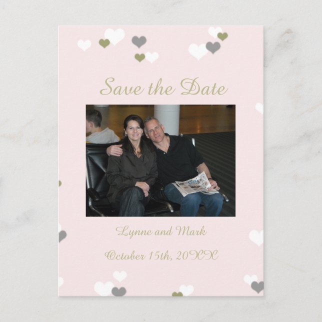 Rosa und Gold Save the Date Ankündigungspostkarte (Vorderseite)
