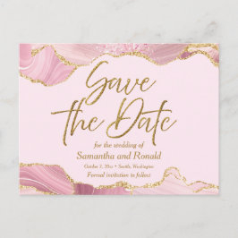 Rosa und Gold Save the Date Ankündigungspostkarte