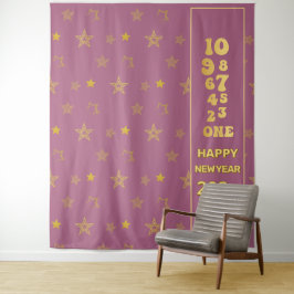 Rosa und Gold Silvester Countdown-Party Wandteppich