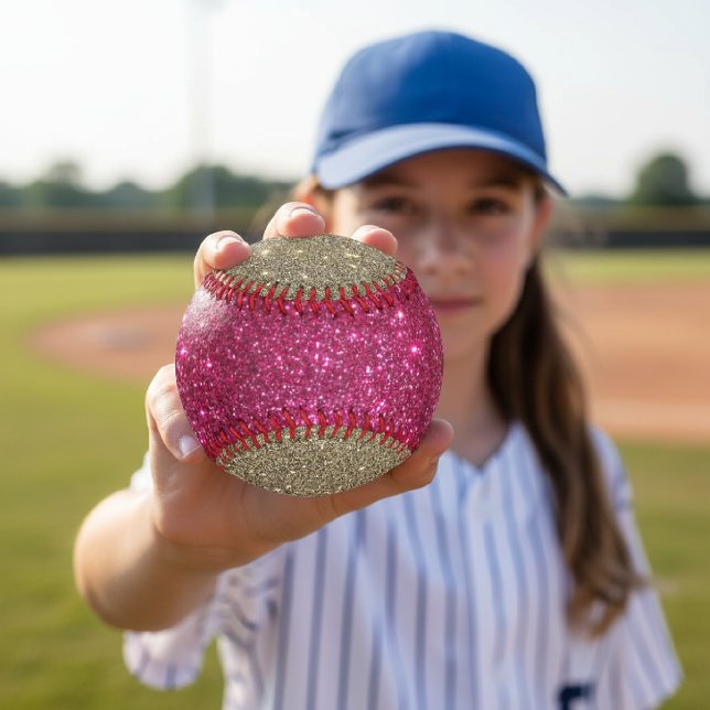 Rosa und Gold Sparkle Girl's Baseball (Cool sparkle kid's baseball)