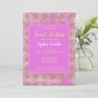 Rosa und Gold Sweet 16 Einladung