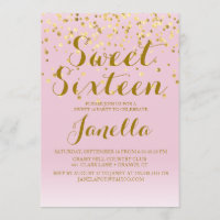 Rosa und Gold Sweet 16 Einladung