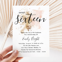 Rosa und Gold Sweet 16 Einladungen 16. Geburtstag
