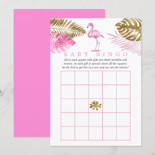Rosa und Gold tropisches Flamingo-Baby-Shower-Bing Einladung