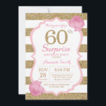 Rosa und Gold Überraschung 60. Geburtstag Einladun Einladung<br><div class="desc">Rosa und Gold Überraschung 60. Geburtstag Einladung. Rosa und goldener Glitzer. Rosa und weiße Streifen. Rosa Blume mit Flora. Erwachsener zum Geburtstag. Frauen Geburtstagsparty. Für weitere Anpassungen klicken Sie bitte auf die Schaltfläche "Anpassen" und verwenden Sie unser Designwerkzeug,  um diese Vorlage zu ändern.</div>