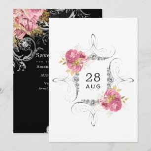 Rosa und Gold und Silber Blumen Diamant Hochzeit S Save The Date