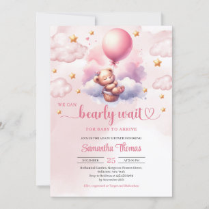 Rosa und Gold warten Teddybär Dusche Einladung