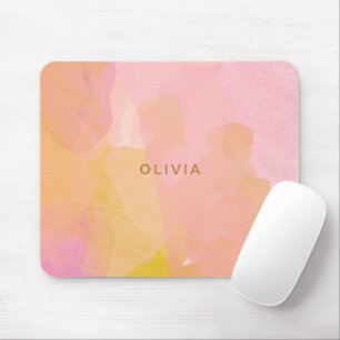 Rosa und Gold Wasserfarben Abstraktmalerei Mousepad