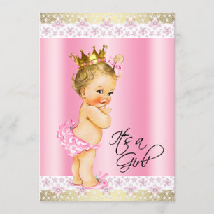 Rosa-und GoldBaby-Duschen-Blondine Einladung