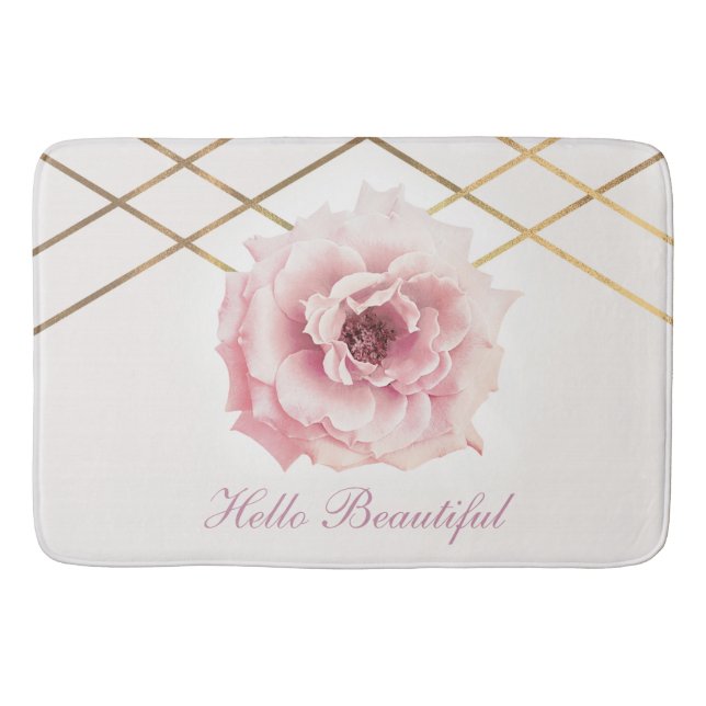 Rosa und goldblütige Blume Badematte (Vorderseite)