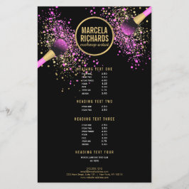 Rosa und goldblütige Confetti Makeup Artist Flyer