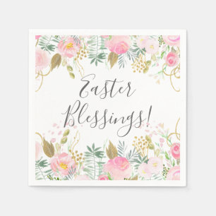Rosa und goldblütige Ostern Serviette