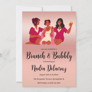 Rosa- und Goldbrunch und Brautparty Einladung