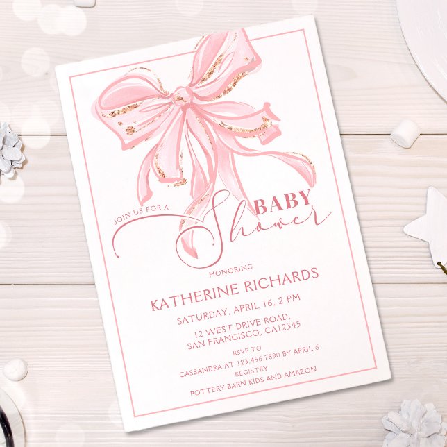 Rosa und Goldbude Romantische schicke Babydusche G Einladung (Von Creator hochgeladen)