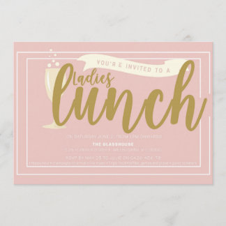 Rosa und Golddamen-Mittagessen-Einladung Einladung