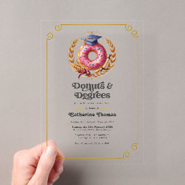 Rosa- und GoldDonuts und Graduiertenparty Acryleinladungen