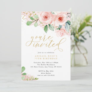 Rosa und goldene Aquarellfarben, Sie sind eingelad Einladung