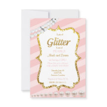 Rosa und goldene Babydusche - Einladung