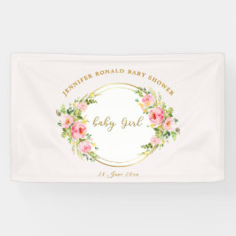 Rosa und goldene Blume Kindermädchendusche Banner