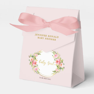 Rosa und goldene Blume Kindermädchendusche Geschenkschachtel