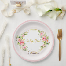 Rosa und goldene Blume Kindermädchendusche