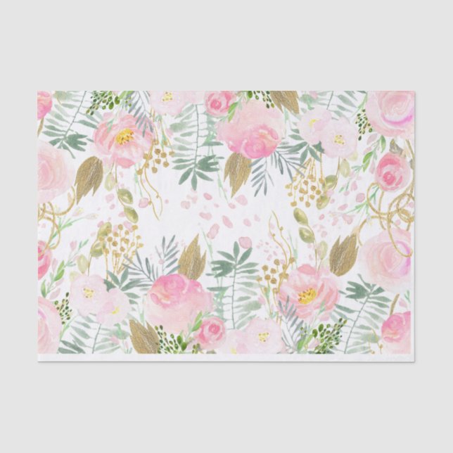 Rosa und goldene Blume Seidenpapier (Vorderseite)