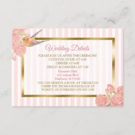 Rosa und goldene Blume und Bird Wedding Detail Car Begleitkarte