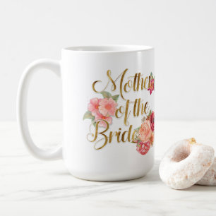 Rosa und goldene Blumen-Mutter-der-Braut-Tasse Kaffeetasse