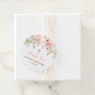 Rosa und goldene Blumengemeinde Geschenkanhänger