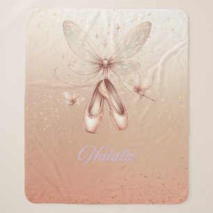 Rosa und goldene Dragonfly & Ballett-Slippers Sherpadecke