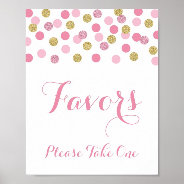 Rosa und goldene Duschfavoriten Bitte ein Zeichen  Poster (Vorne)