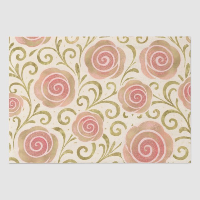 Rosa und goldene Fairy Tale Storybook Princess Ros Seidenpapier (Vorderseite)