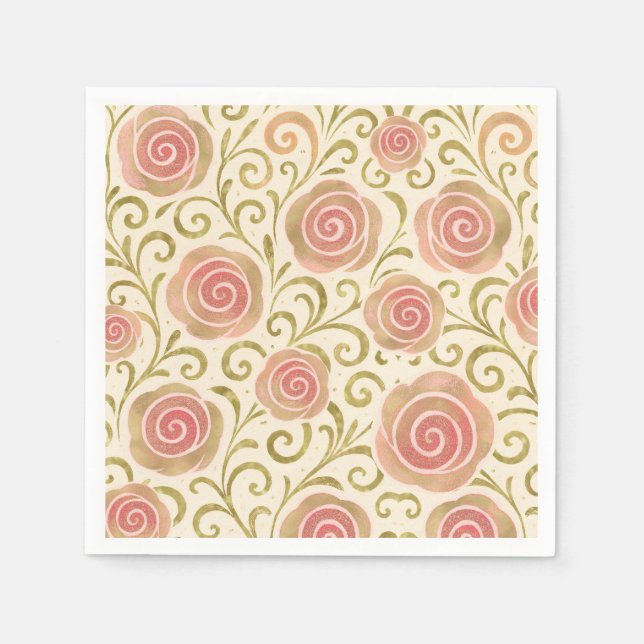 Rosa und goldene Fairy Tale Storybook Princess Ros Serviette (Vorderseite)