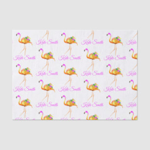 Rosa und goldene Flamingo   Aquarellfarben-Blume  Seidenpapier