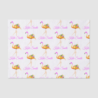 Rosa und goldene Flamingo | Aquarellfarben-Blume  Seidenpapier