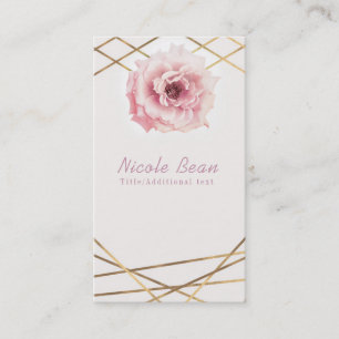 Rosa und goldene florale Pfingstrose Glamour Elega Visitenkarte