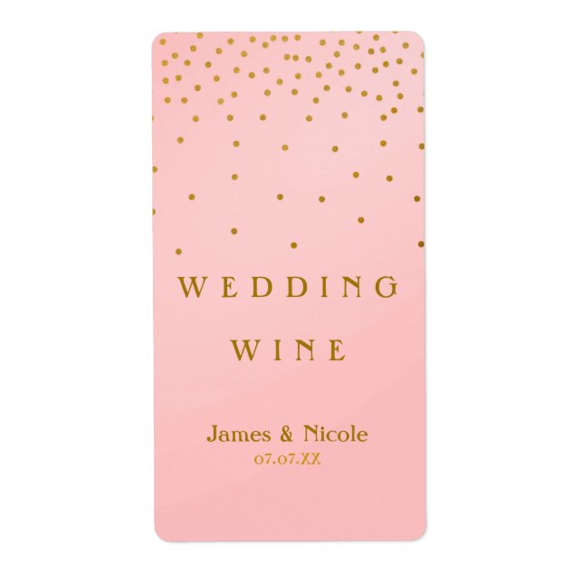 Rosa und goldene Foil Confetti Dots Weinkeller (Vorne)
