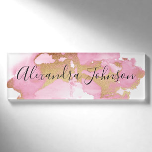 Rosa und goldene Foil Wash Girl Namenschild