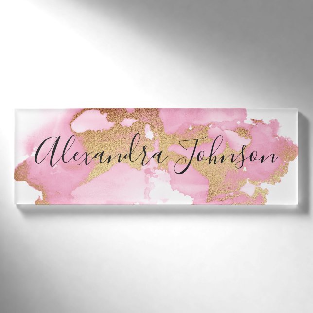 Rosa und goldene Foil Wash Girl Namenschild (Vorderseite)