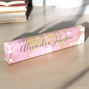 Rosa und goldene Foil Wash Girl Namensplakette