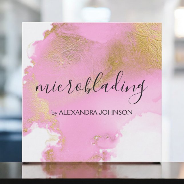 Rosa und goldene Foil Wash Girl Quadratische Visitenkarte (Von Creator hochgeladen)