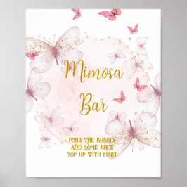 Rosa und goldene Geburtstagsfeier Mimosa Bar Table Poster