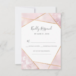 Rosa und goldene geometrische RSVP-Karten Einladung