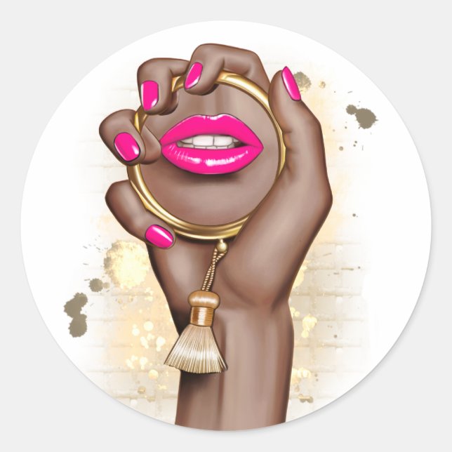 Rosa und goldene Glam Chic Runder Aufkleber (Vorderseite)